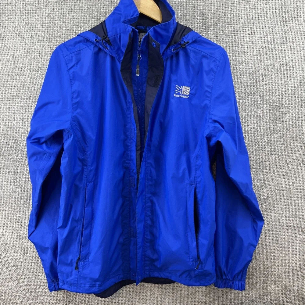 KARRIMOR WEATHERTITE Jacket Blue Coat‎ Hood Windbreaker Mens Size XS Outdoor